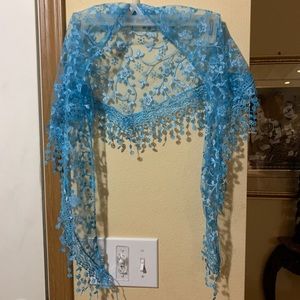 Beautiful lace aqua blue scarf